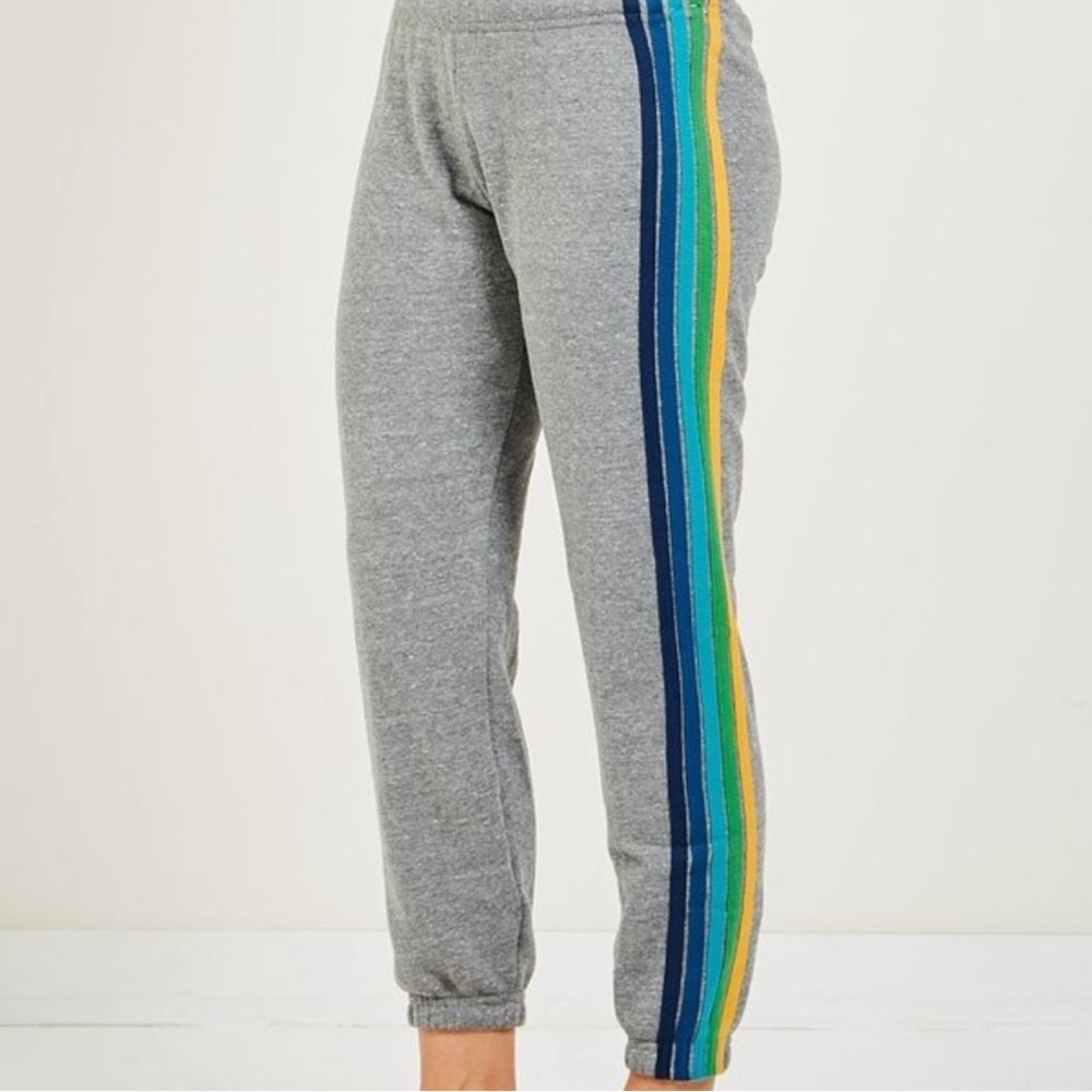 Aviator Nation 5 Stripe Jogger Sweatpants Gray XS